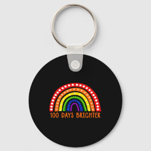 100 Days Brighter Fun Teacher 100th Day Of School  Keychain