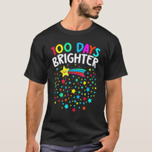 100 Days Brighter Happy 100 Days Of School Teacher T-Shirt