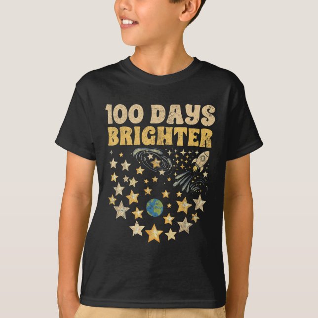 100 Days Brighter Kids 100th Day Of School Stars T-Shirt (Front)