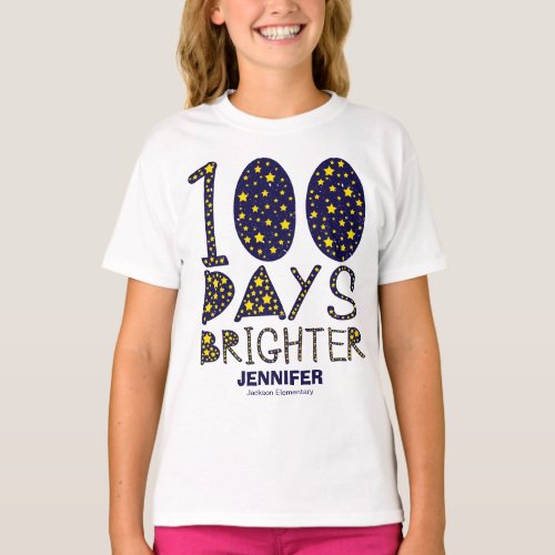 100 Days Brighter Lovely Stars 100 Days of School T_Shirt