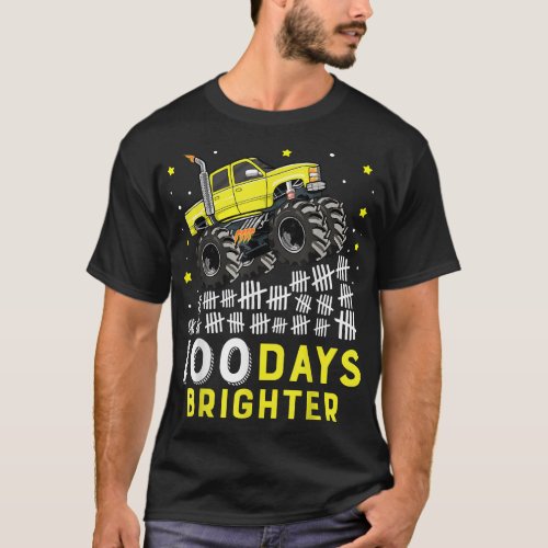 100 Days Brighter Monster Truck 100 Days of School T_Shirt