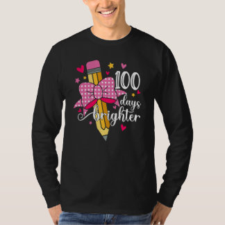 100 Days Brighter Pencil Headband Girls 100th day T-Shirt