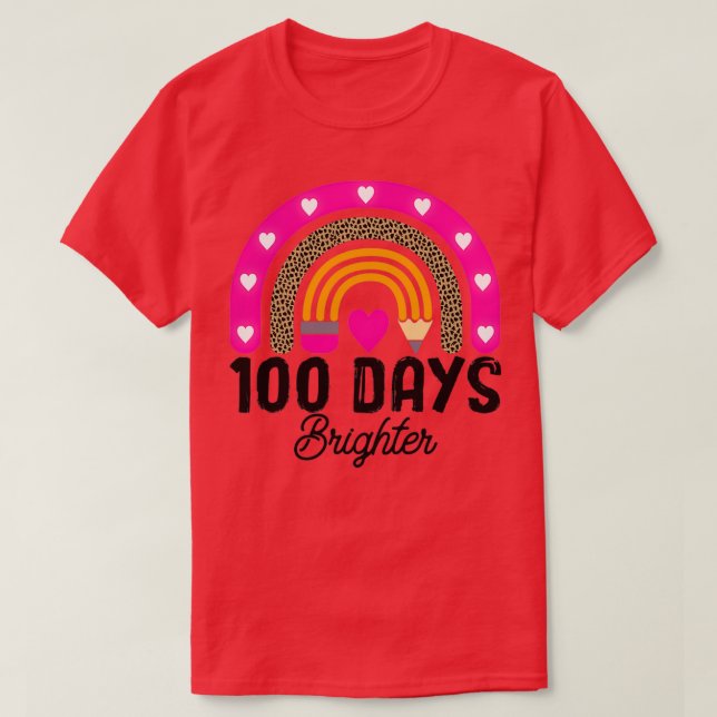 100 Days Brighter Rainbow Leopard T-Shirt (Design Front)