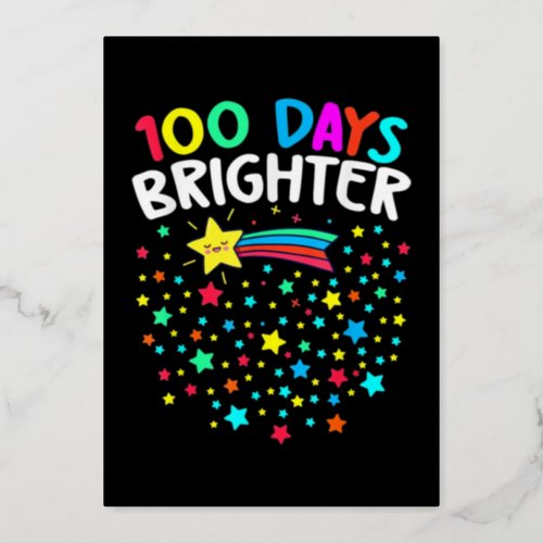 100 Days Brighter Stars Foil Holiday Card