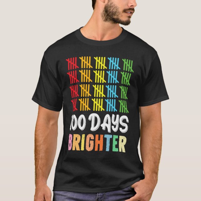 100 Days Brighter Student Happy 100th Day Of Schoo T-Shirt (Front)