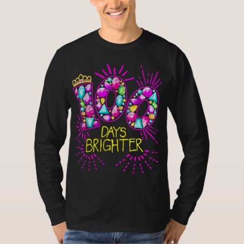 100 Days Brighter Teacher Girls 100 Days Of School T_Shirt