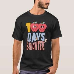 100 Days Brighter Teacher Student 100 Days Of Scho T-Shirt