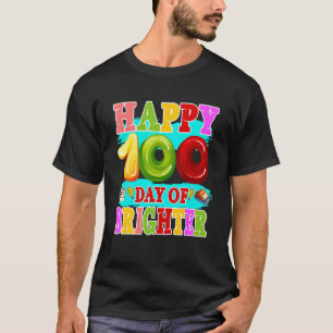 100 Days Brighter Teachers Kids Child Happy 100th  T-Shirt