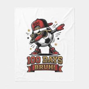 100 Days Bruh Soccer Dabbing Shirt Design_1 Fleece Blanket