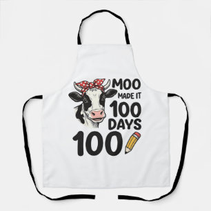 100 Days Cow Shirt Vintage Engraving School Design Apron