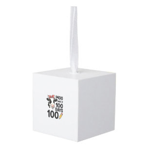 100 Days Cow Shirt Vintage Engraving School Design Cube Ornament