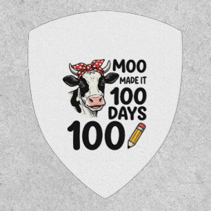 100 Days Cow Shirt Vintage Engraving School Design Patch