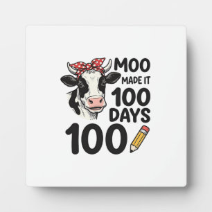 100 Days Cow Shirt Vintage Engraving School Design Plaque