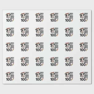 100 Days Cow Shirt Vintage Engraving School Design Wrapping Paper