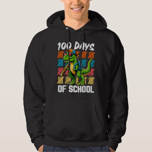 100 Days Dinosaur Trex Boys Kids 100th Day Of Scho Hoodie