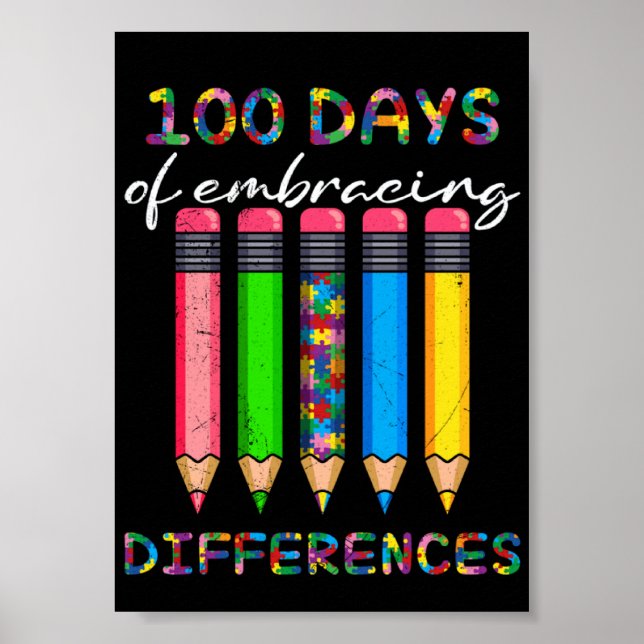 100 Days Embracing Differences Autism Poster (Front)
