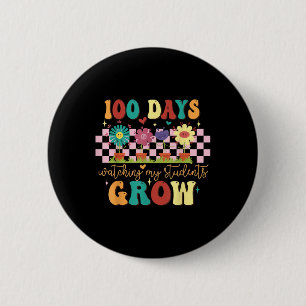 100 Days Growing Boho Flowers Teacher 100th Day Button
