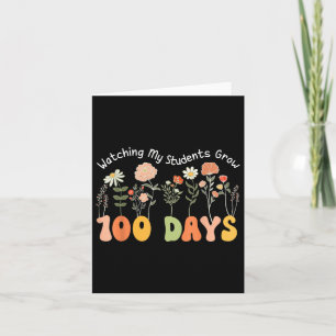 100 Days Growing Boho Flowers Teacher 100th Day Card