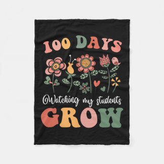 100 Days Growing Boho Flowers Teacher 100th Day Of Fleece Blanket