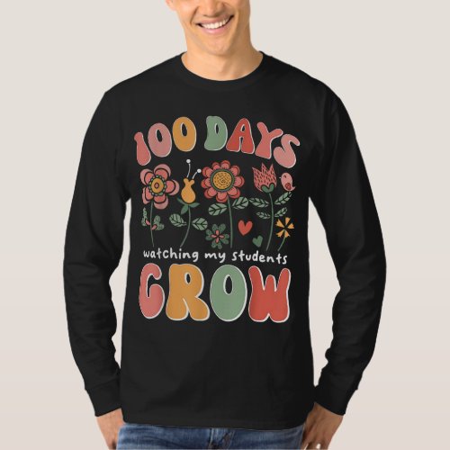 100 Days Growing Boho Flowers Teacher 100th Day of T_Shirt