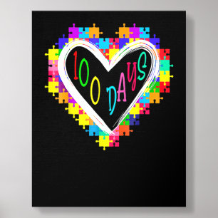 100 Days Heart 100th Day Of School Teacher Autism Foam Core Photo Tile