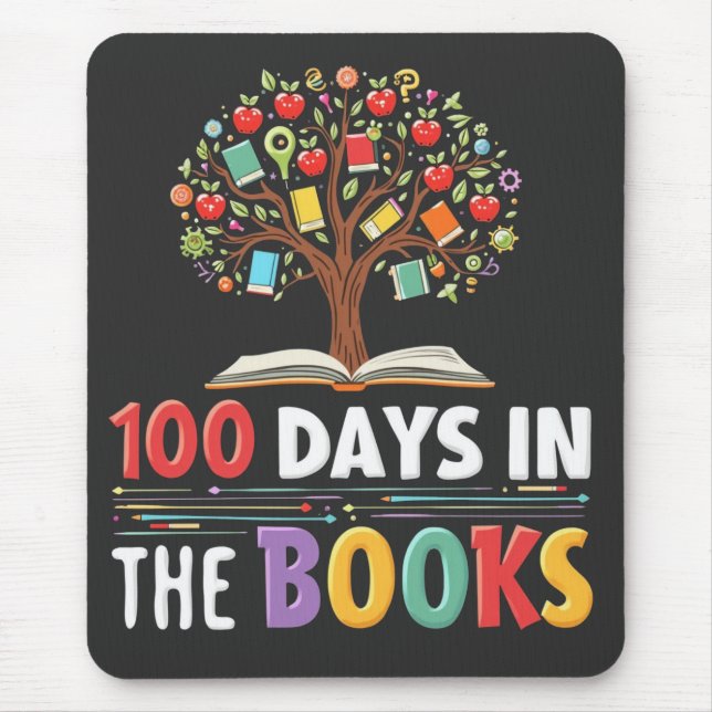 100 Days in the Books Days Of School Book Teacher Mouse Pad (Front)