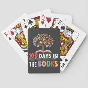 100 Days in the Books Days Of School Book Teacher Poker Cards