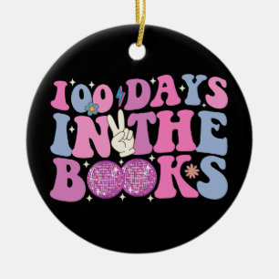100 Days In The Books Disco Ball Groovy Retro Ceramic Ornament