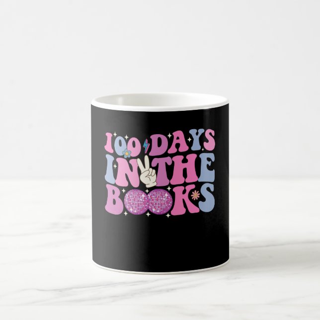 100 Days In The Books Disco Ball Groovy Retro Coffee Mug (Center)