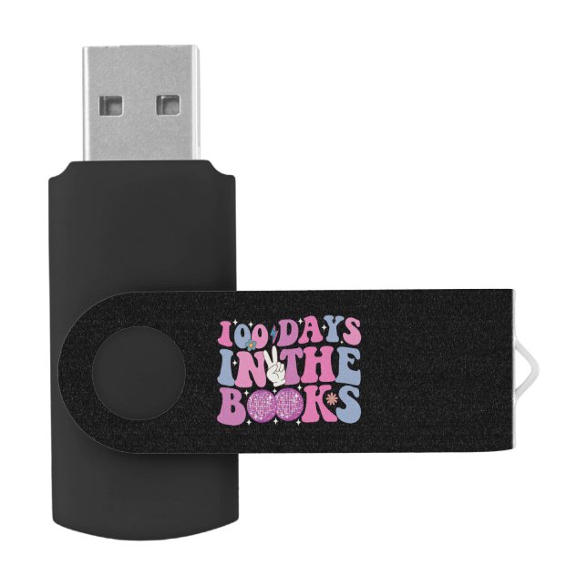 100 Days In The Books Disco Ball Groovy Retro Flash Drive (Opened)