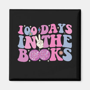 100 Days In The Books Disco Ball Groovy Retro Magnet