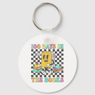 100 Days In The Books Reading Teacher 100th Day Keychain