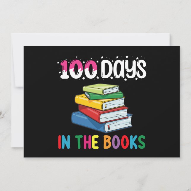 100 Days In The Books School Reading Librarian Invitation (Front)