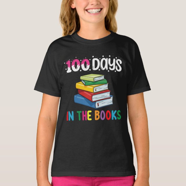 100 Days In The Books School Reading Librarian T-Shirt (Front)