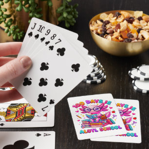 100 Days is Alotl School Axolotl Girls Poker Cards