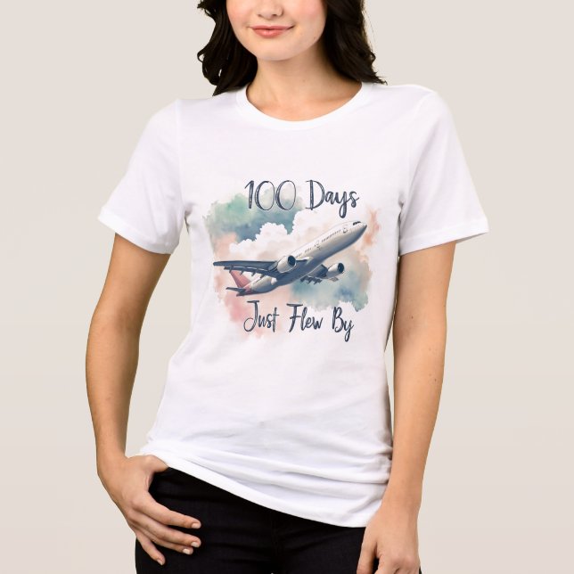 100 Days Just Flew By Tri-Blend Shirt (Front)