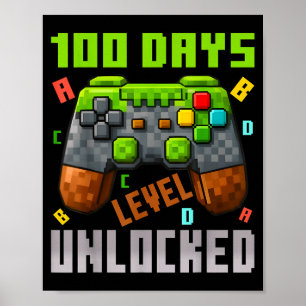 100 Days Level Unlocked Gaming 100 Days Of School  Poster