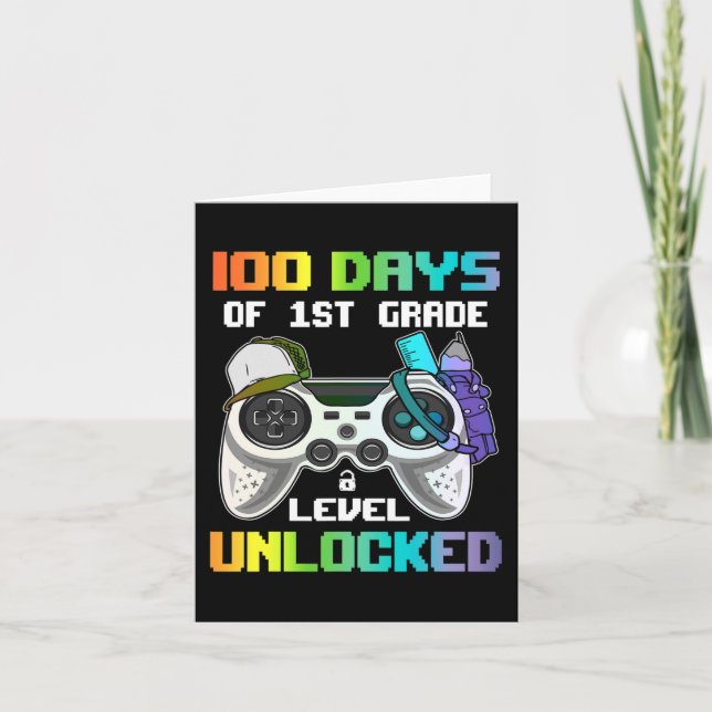 100 Days Of 1st Grade Level Unlocked Gamer Video G Card (Front)
