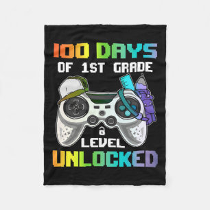 100 Days Of 1st Grade Level Unlocked Gamer Video G Fleece Blanket