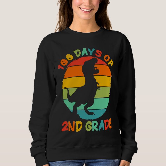 100 Days Of 2nd Grade 100 Days Of School Rex Dinos Sweatshirt (Front)