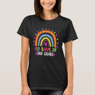 100 Days Of 2nd Grade School Teacher Smarter Rainb T-Shirt