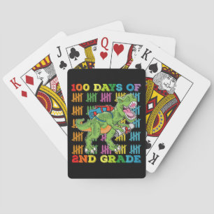 100 Days Of 2nd Grade T Rex Dinosaur School Poker Cards