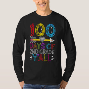 100 Days Of 2nd Grade Y'all Heart Teacher Student  T-Shirt