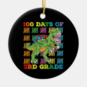 100 Days Of 3rd Grade T Rex Dinosaur School Ceramic Ornament