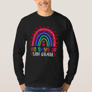 100 Days Of 5th Grade Leopard Rainbow 100th Day Of T-Shirt