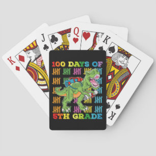 100 Days Of 5th Grade T Rex Dinosaur School Poker Cards