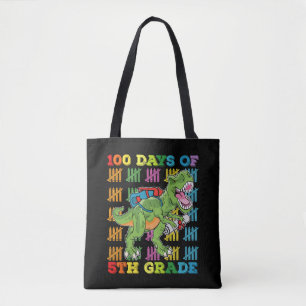 100 Days Of 5th Grade T Rex Dinosaur School Tote Bag