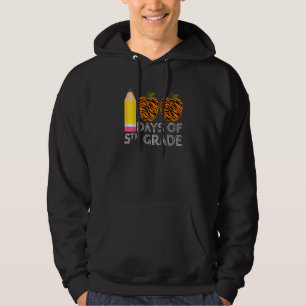 100 Days Of 5th Grade Tiger Print Happy 100th Day  Hoodie