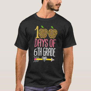 100 Days Of 6th Grade Heart Leopard 100th Day Of S T-Shirt