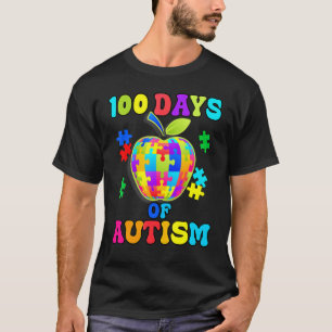 100 Days Of Autism Apple Special Needs Teacher T-Shirt